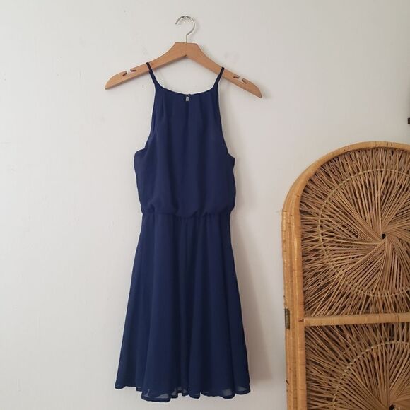 Miami Blue Halter Dress Chiffon S - Picture 5 of 7
